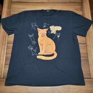 Gildan Lightweight Black Unisex Tee Fruits Basket "Kyo Sohma" Cat - Size XL